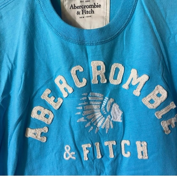 Abercrombie & Fitch Turquoise Tee with Logo - Picture 2 of 4